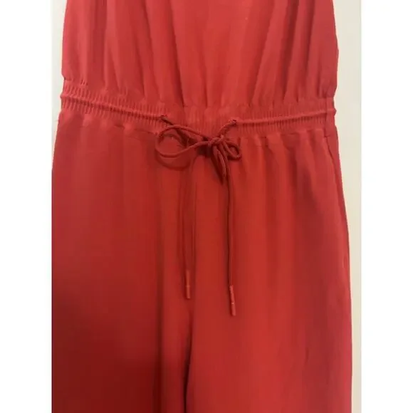 Athleta Savannah Jumpsuit Jumper Romper Tie Waist V Neck Wide Leg Size 2